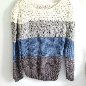 Vintage Hand knit silk blend colorstack sweater